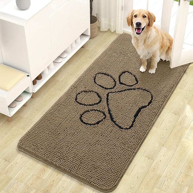 OLANLY Dog Door Mat for Muddy Paws 47x24, Paw Print Design, Absorbs Moisture by OLANLY