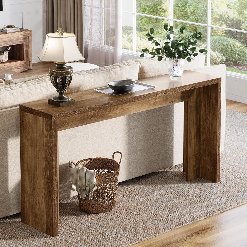 Tribesigns 55-Inch Farmhouse Console Table, Wooden Couch Table Behind Sofa wi...