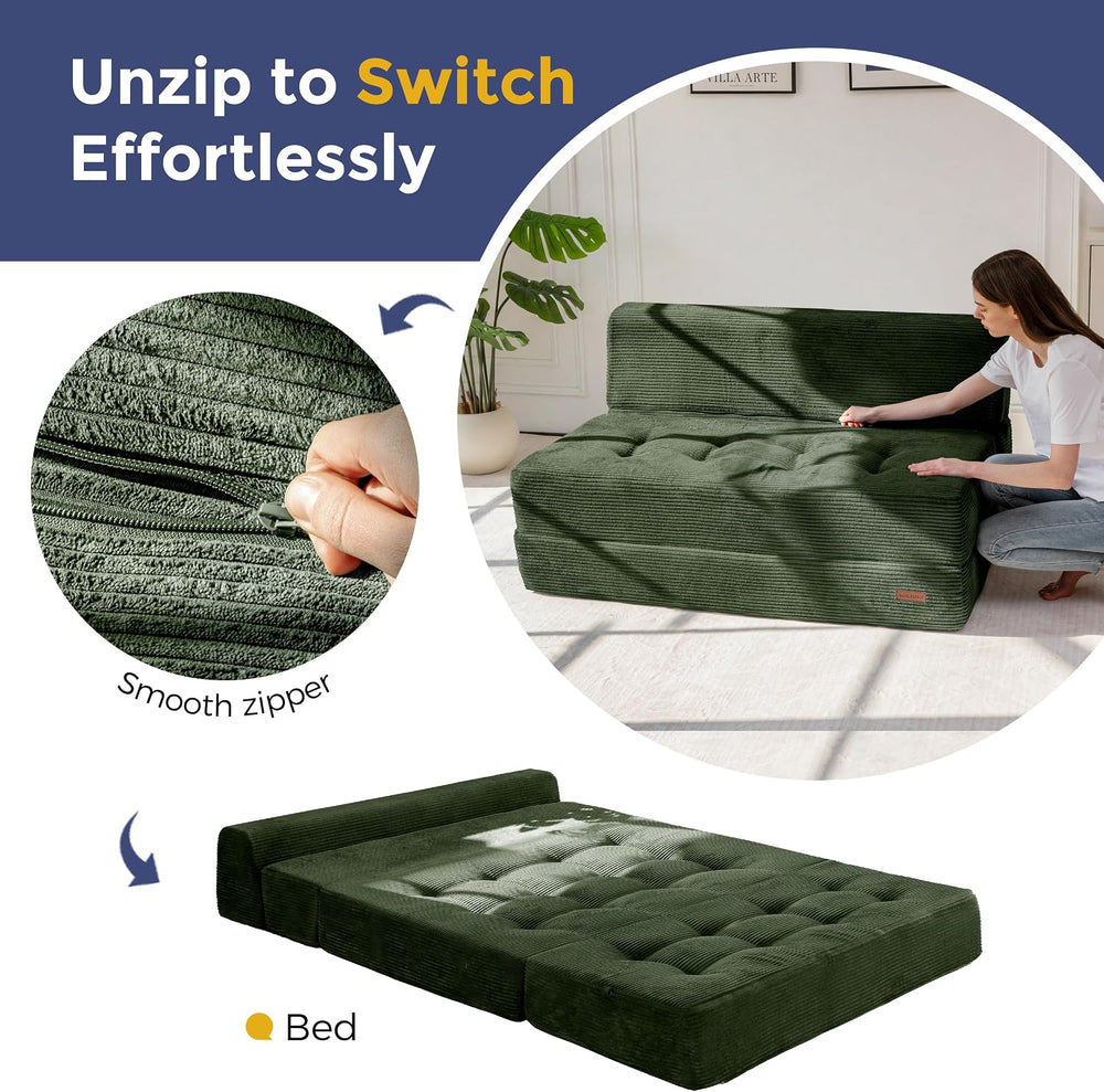 MAXYOYO Folding Sofa Bed, 8-Inch Fold-Out Chair Bed, Single
