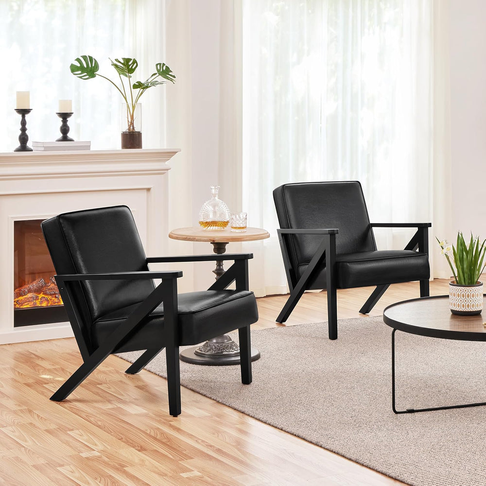Yaheetech Mid-Century Modern Accent Chair, Lounge Chair, Black