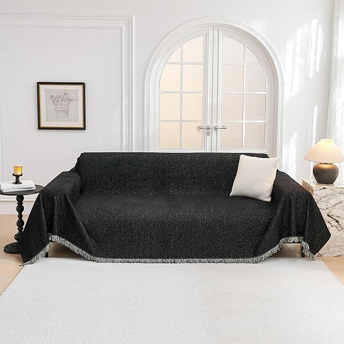 MYSKY HOME Black Couch Covers, Couch Cover 2 Cushion Sofa Pet Couch Cover - Image 9
