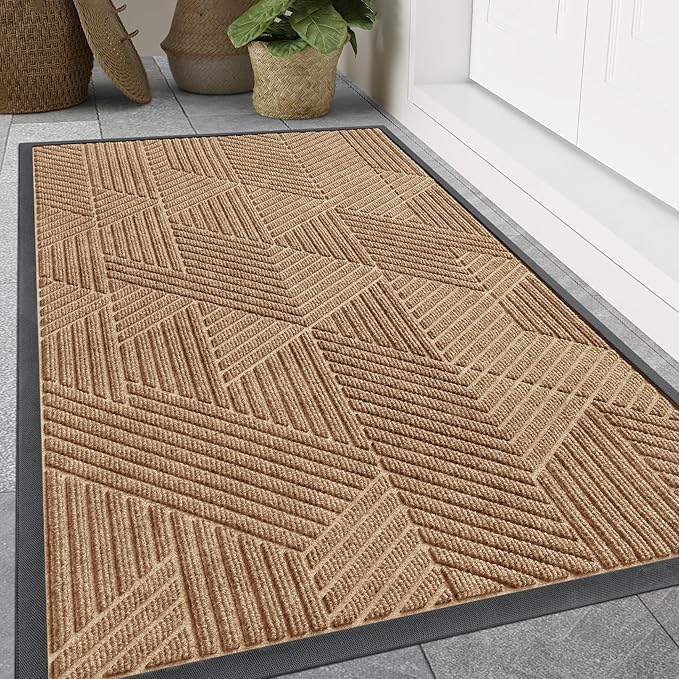 Smiry Front Door Mat Outside Entrance, Heavy Duty Sturdy Natural Rubber Doormat by Smiry