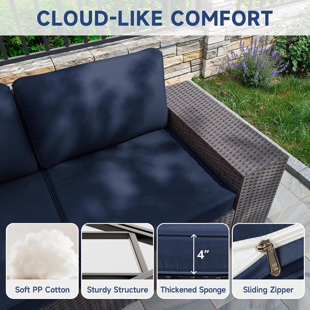 Kullavik 6PCS Outdoor Patio Furniture Set PE Wicker Rattan Sectional Sofa