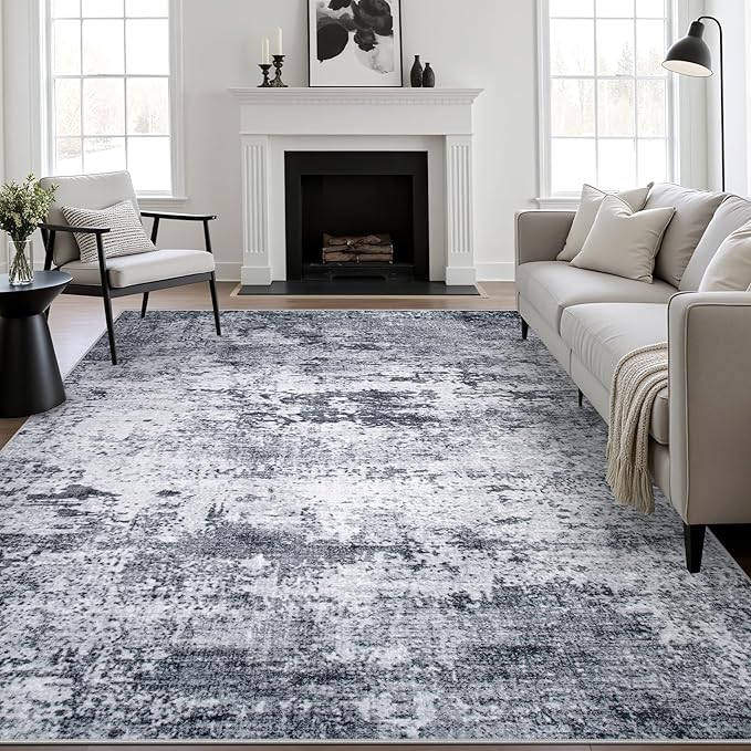 10x14 Area Rug Living Room Rug: Washable Modern Abstract Soft Thin Rug Indoor by FXRHLP