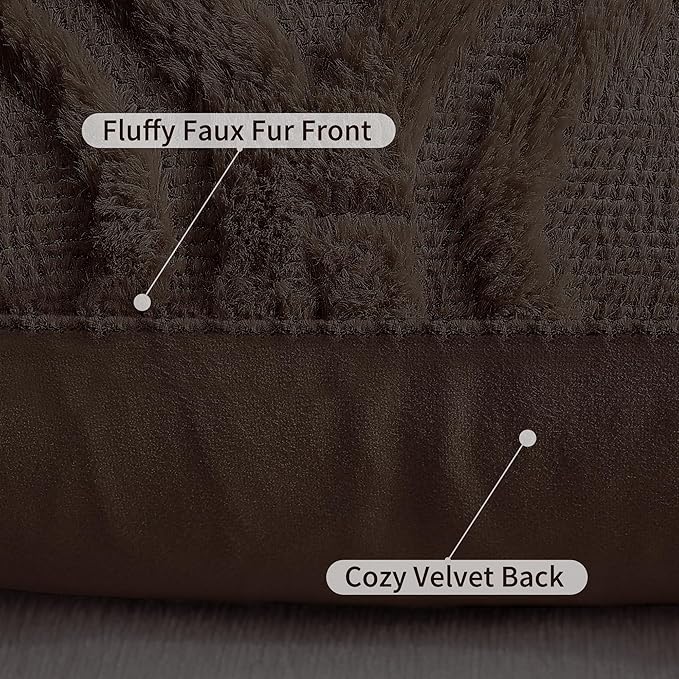 decorUhome Throw Pillow Covers 24x24 Inch Set of 2, Soft Plush Faux Wool Dark - Image 6