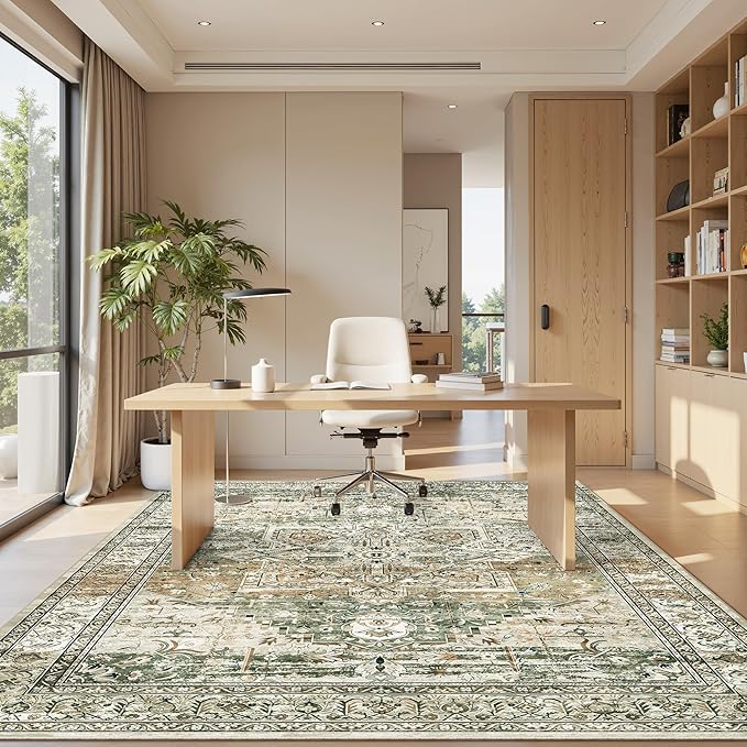 Soalmost 5x7 Area Rugs Low Pile Indoor Washable Trendy Faded Style Rugs - Image 3