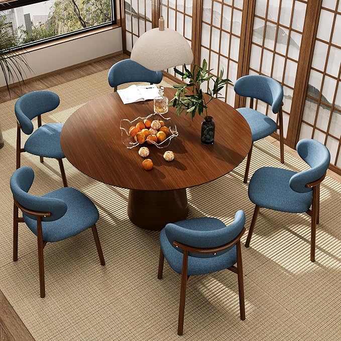 Kitchen Dining Chairs Set of 4 Modern Soft Linen Farmhouse Dining Room Chair ...