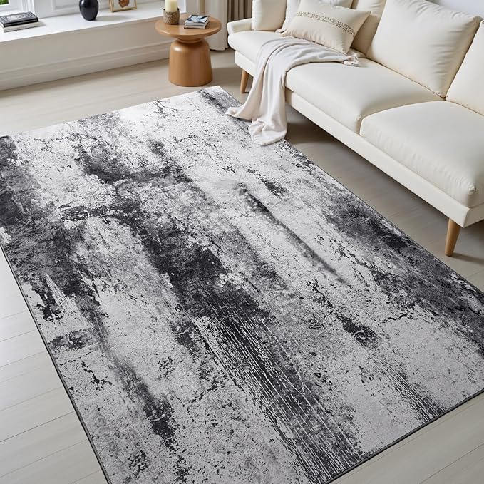 Toneed Abstract Area Rug Modern Washable Rug Soft Non Slip Rug Low Pile - Image 2