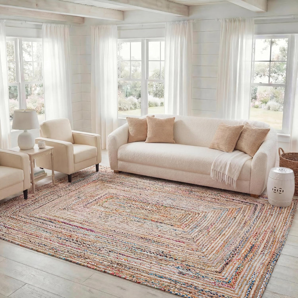 SAFAVIEH Cape Cod Area Rug 6x9, Jute Textured Beige & Multi CAP202B