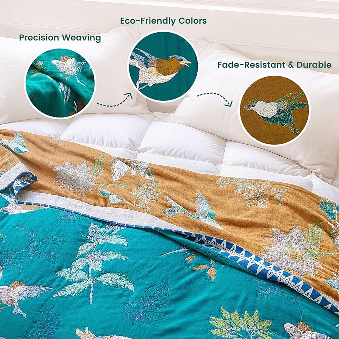 MSGKV The Boho Layer: 60"x80" Cotton Throw Blanket – Full Size