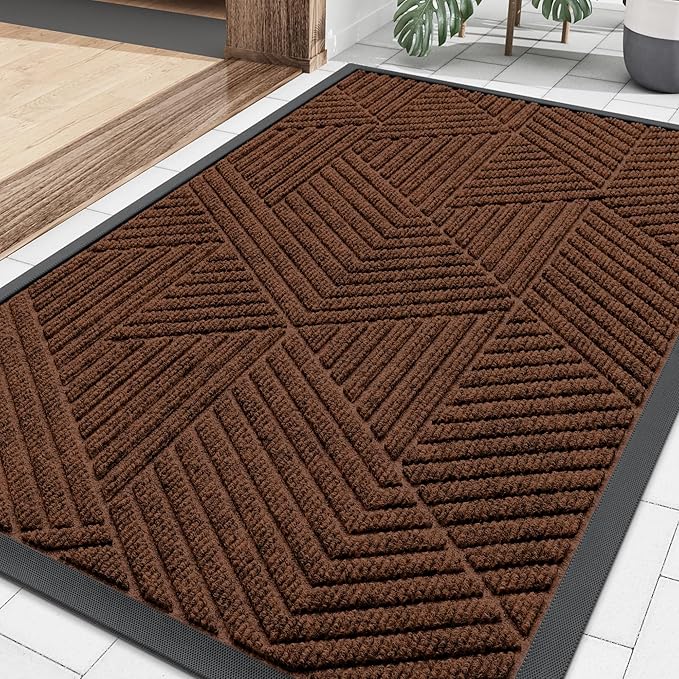Smiry Front Door Mat Outside Entrance, Heavy Duty Sturdy Natural Rubber Doormat by Smiry
