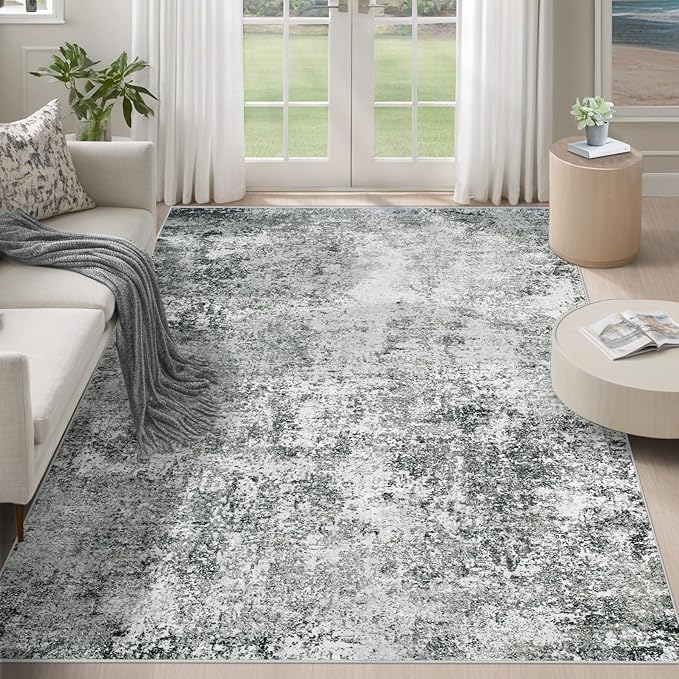 5x7 Area Rugs for Living Room, Washable Modern Abstract Large Area Rug Neutral by XLUEZ