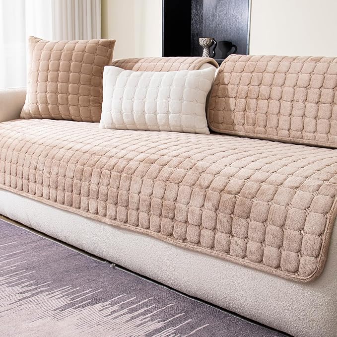 Velvet Couch Cover, Washable Sectional Sofa Cover, Anti Slip Sofa Slipcovers by MDSASFD