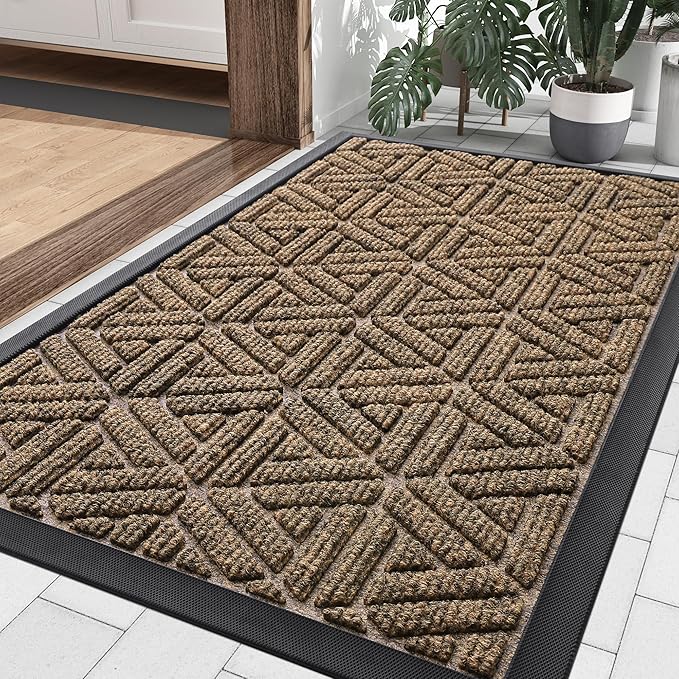 Smiry Front Door Mat Outside Entrance, Heavy Duty Sturdy Natural Rubber Doormat by Smiry