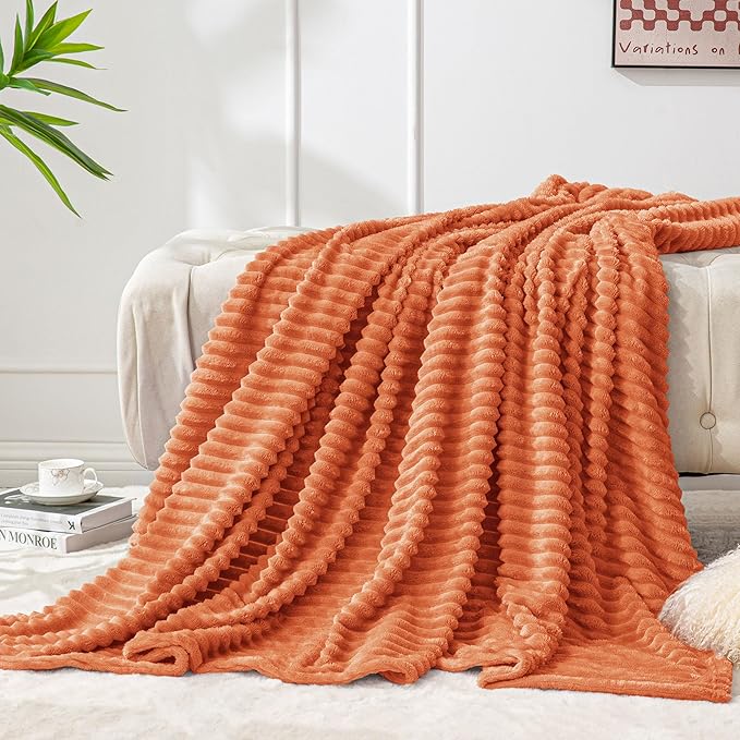 BEDELITE Fleece Blanket Twin Size – 3D Ribbed Jacquard Soft and Warm Decorative by BEDELITE