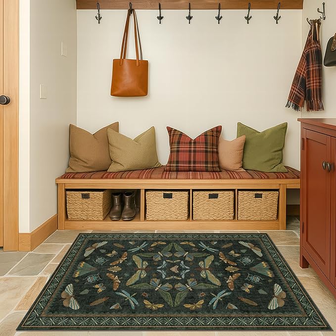 Green and Black Entryway Rug - Image 6