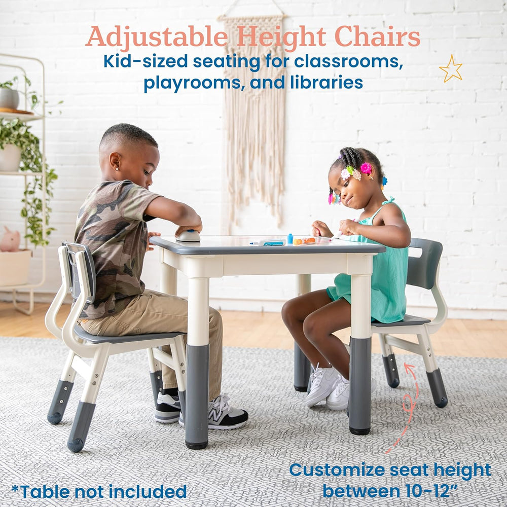 ECR4Kids Classroom Adjustable Chair, Flexible Seating, Grey, 2-Pack