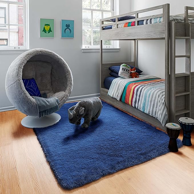 ONASAR Navy Area Rugs for Bedroom Living Room, 4x6 Blue Fluffy Indoor Bedside - Image 9