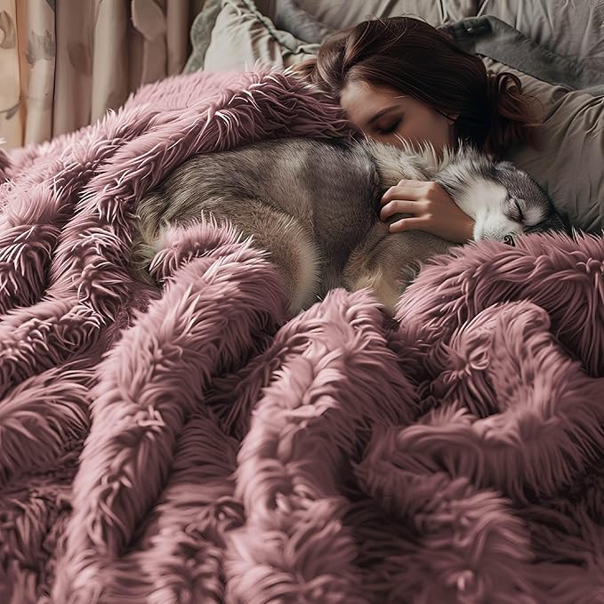 Bedsure GentleSoft Fluffy Dusty Pink Blankets Queen Size - Image 7