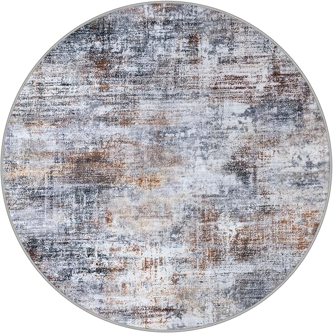 IOHOUZE Abstract Round Area Rug 8 Ft Washable Circle Rugs Large Round Rug Non - Image 9