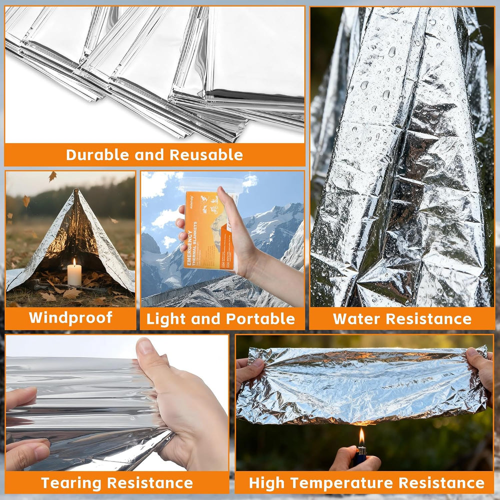 100 Pack Emergency Blankets - Mylar Thermal Space Blankets for Survival and P...