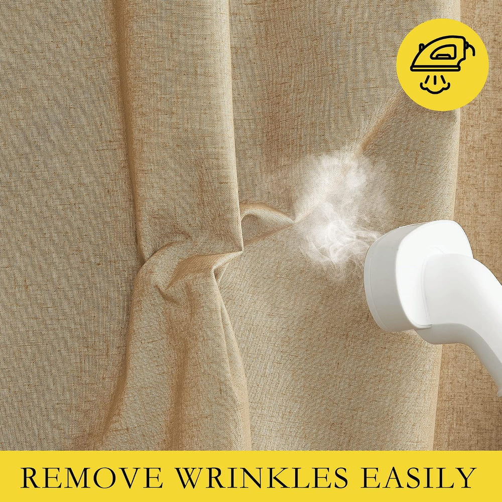 NICETOWN 100% Absolutely Blackout Linen Curtains with Thermal Insulated White...