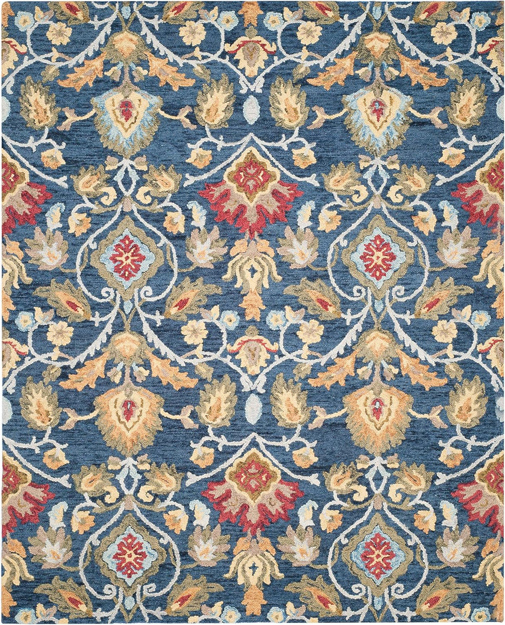 SAFAVIEH Blossom Wool Area Rug 8'x10', Traditional Navy & Multi B...