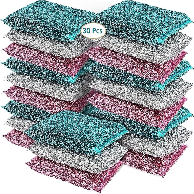 Dish Sponges for Kitchen Non-Scratch Scrub Sponges for Dishes, Stainless Steel by TheCrownChoice
