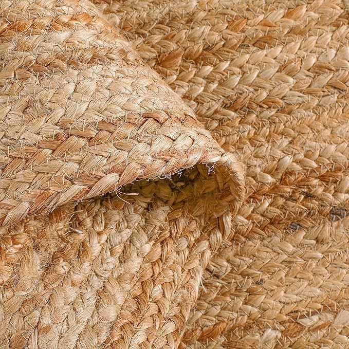 Hausattire Hand Woven Jute Braided Rug, Reversible Boho Entry Area Rugs - Image 5
