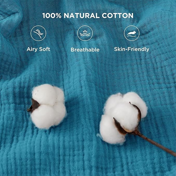 Bedsure 100% Cotton Muslin Throw Blanket Large 50x70 Inches - Image 3