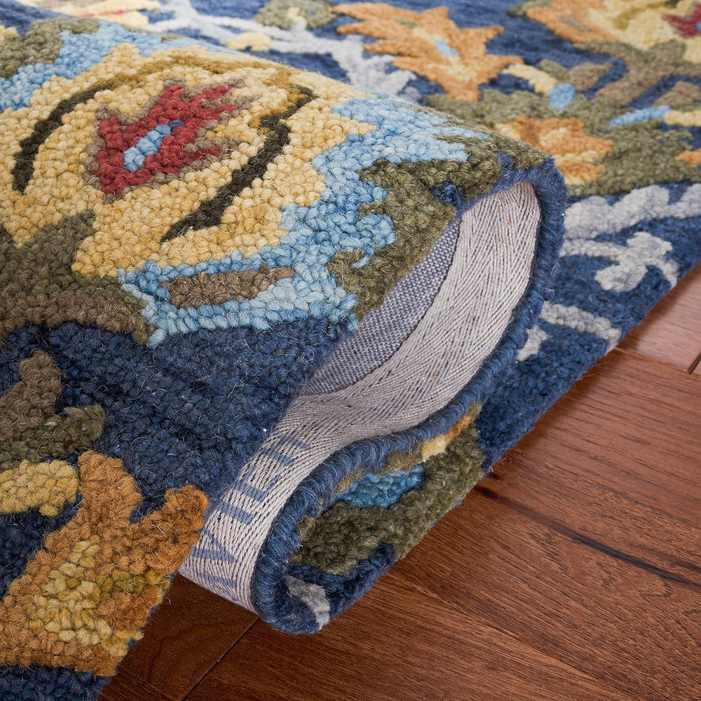 SAFAVIEH Blossom Wool Area Rug 8'x10', Traditional Navy & Multi B...