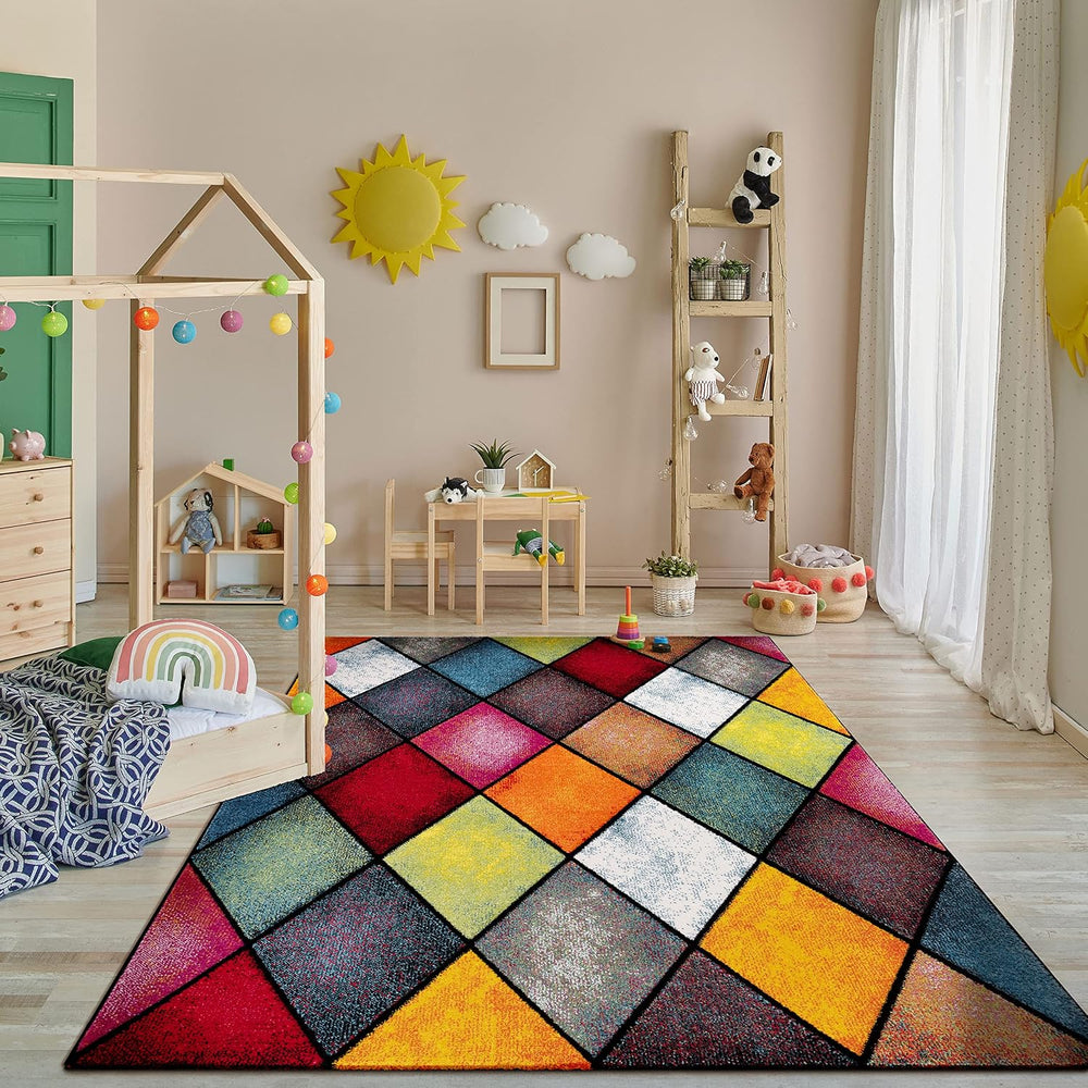 Paco Home Colorful Runner Rug with Geometric Diamonds in Multicolor, Size: 2&...