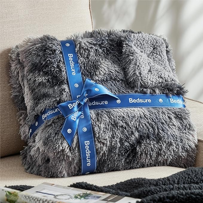 Bedsure GentleSoft Fuzzy Faux Fur Sherpa Fleece Blanket Twin Size, Plush Thick - Image 5