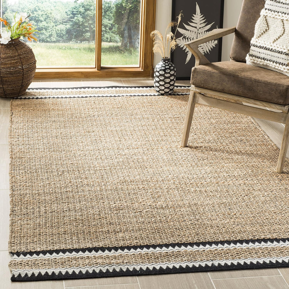 SAFAVIEH Natural Fiber Jute Area Rug 5'x8', Coastal Natural & Bla...
