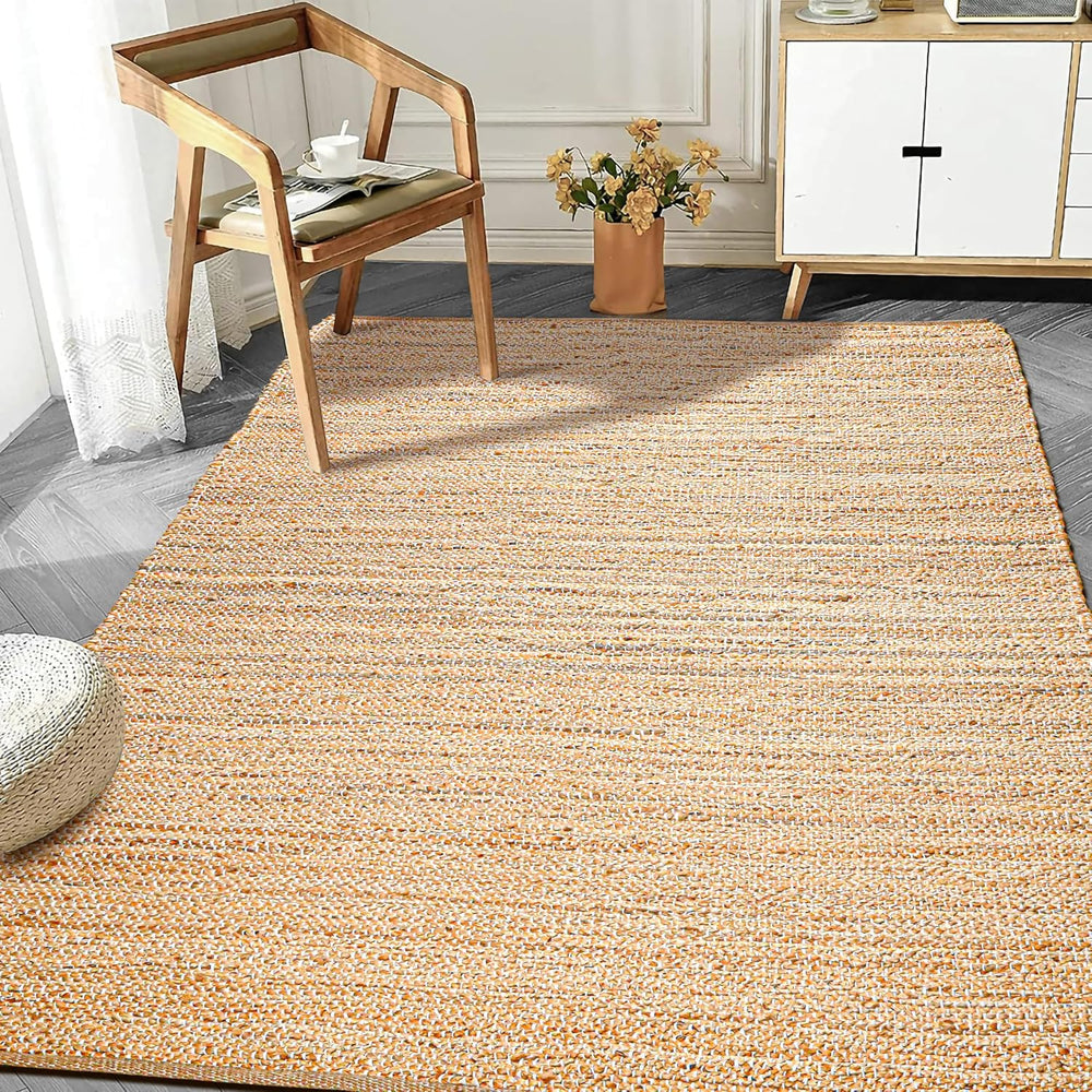 Hausattire Jute Braided Area Rug, 5x8 ft, Natural, Handwoven, Reversible