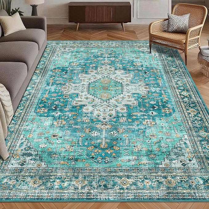 Washable Area Rug 3' x 5 ' Vintage Traditional Persian Mat by Unknown