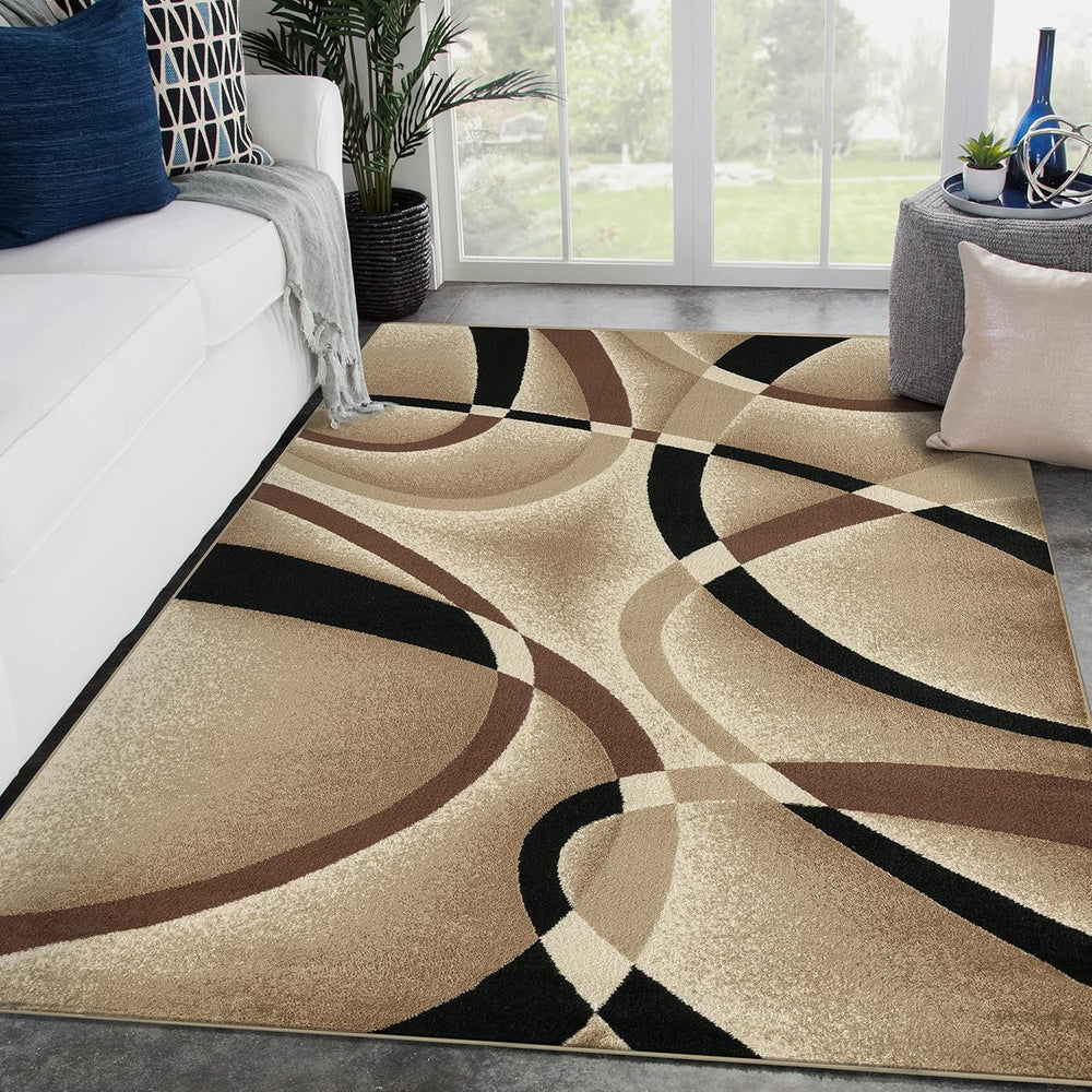 Luxe Weavers Geometric Abstract Area Rug Beige 6x9