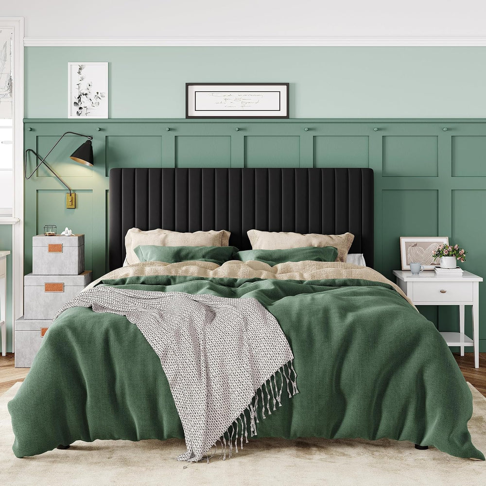 Allewie Full Bed Frame, Velvet Upholstered Platform Bed with Vertical Channel...