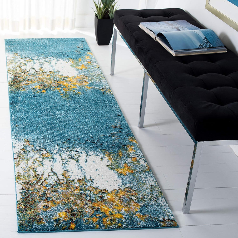 SAFAVIEH Glacier Collection Runner Rug - 2'3" x 20', Blue & ...