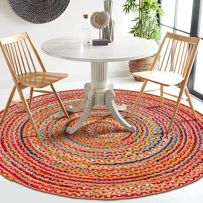 Hausattire Bohemian Braided Rug 3' Round - Image 4