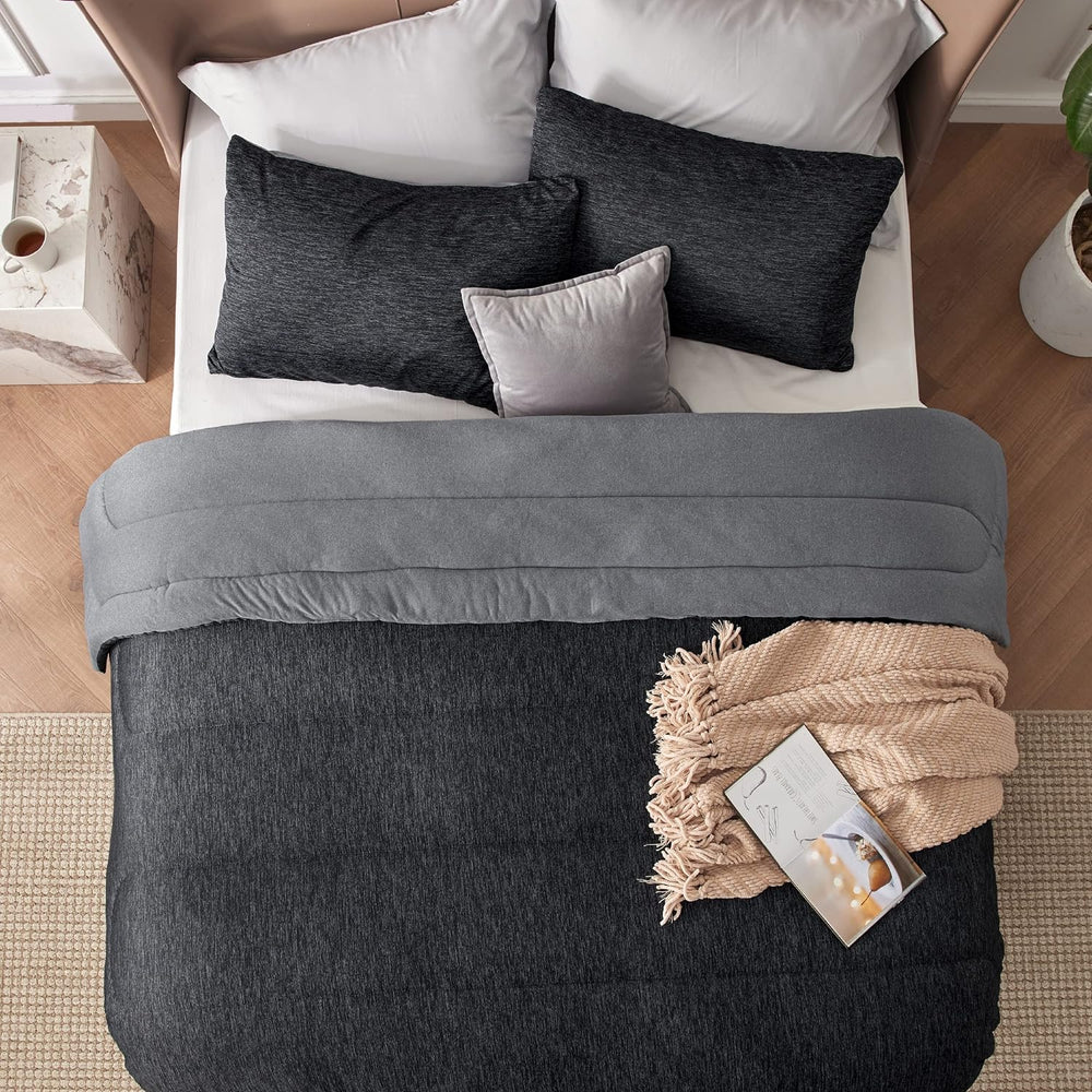 Bedsure Queen Size Comforter, All-Season & Cooling Bedding Set, Black