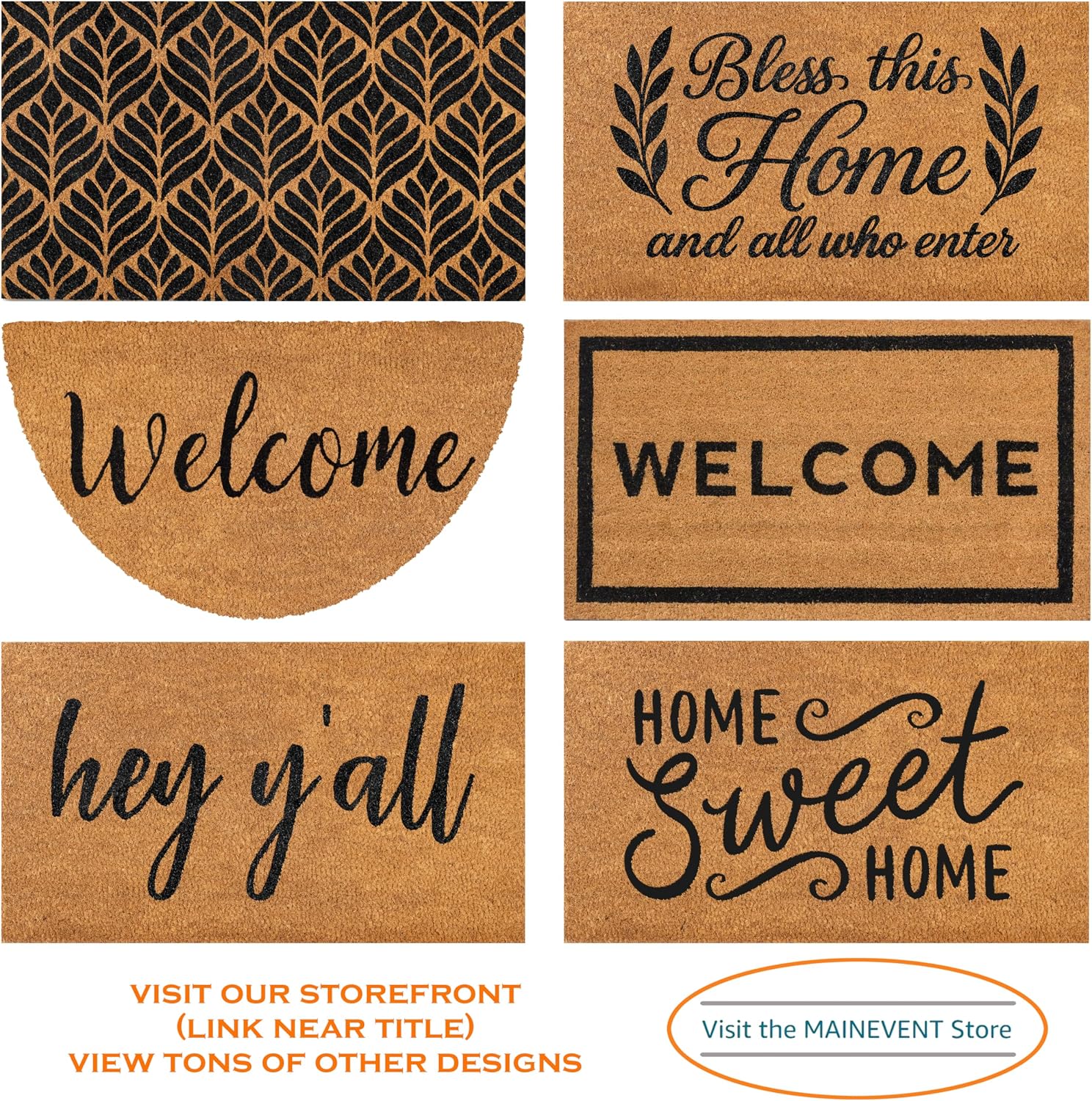 Grandkids Spoiled Here Door Mat 30x17 Inch, Coir Welcome Mat Front Doormat | Natural Coco Fibers, Dirt Scraper, Pvc Backing, Covered Porch Farmhouse Decor, Warm Welcome Everyday Use, Grandparents Gift