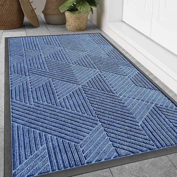 Smiry Front Door Mat Outside Entrance, Heavy Duty Sturdy Natural Rubber Doormat by Smiry
