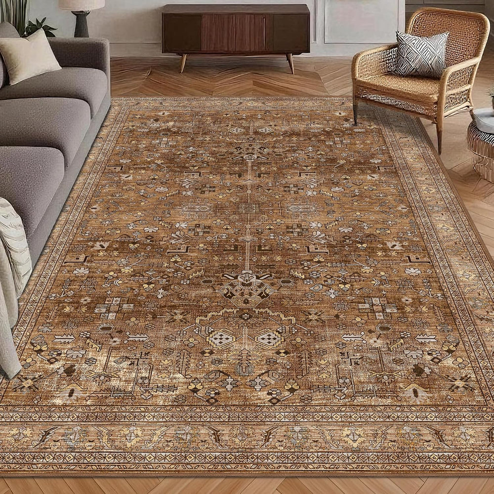 Washable Area Rug 5' x 7' Vintage Traditional Persian Mat - Foldable ...