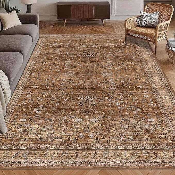 Washable Area Rug 6' x 9' Vintage Traditional Persian Mat by Unknown