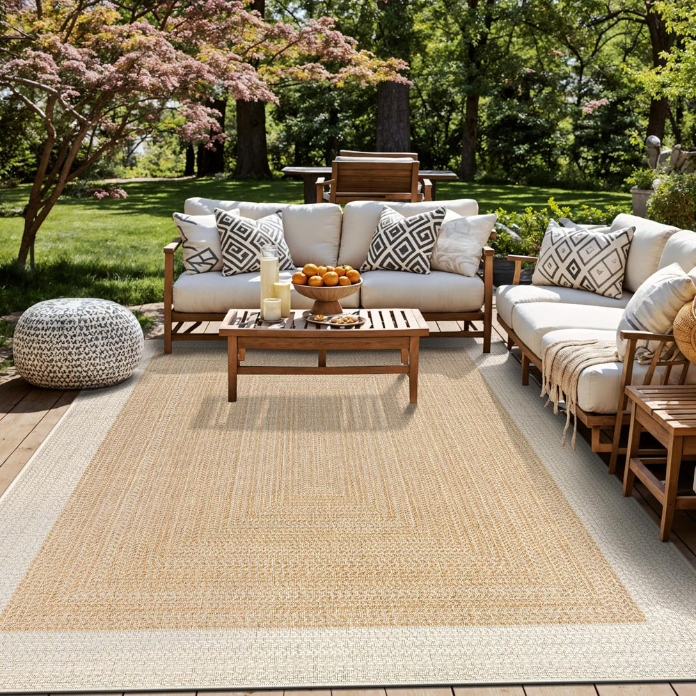 Rugshop Indoor/Outdoor Geometric Weather Resistant Area Rug Natural 5' x ...
