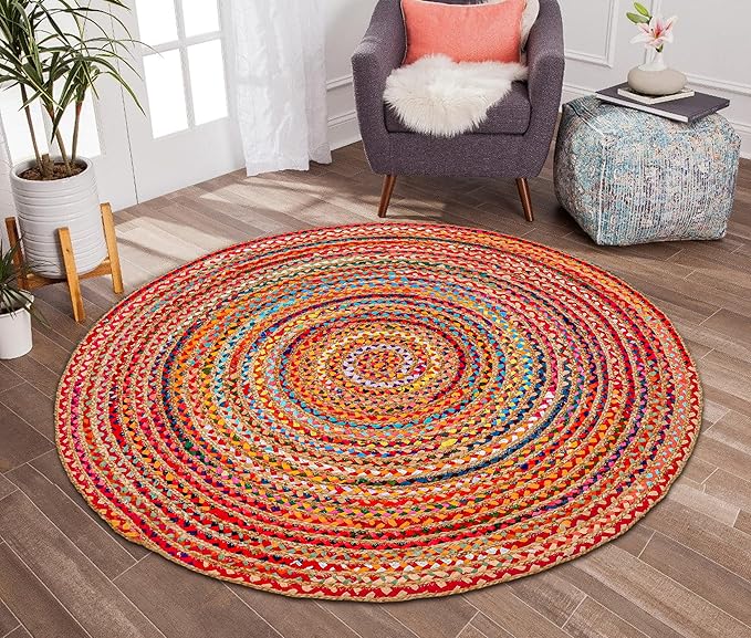Hausattire Bohemian Braided Rug 3' Round - Image 3