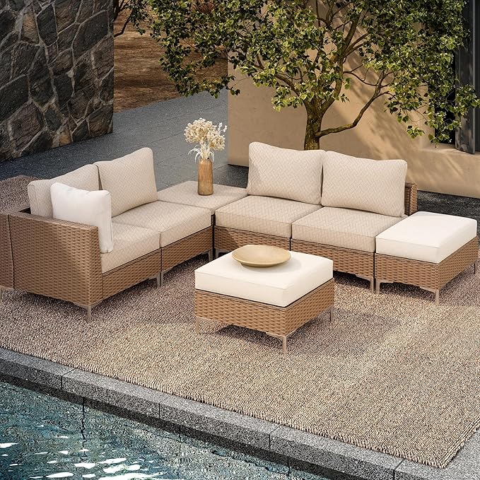 8Pcs Outdoor Cushion Covers, Patio Cushion Covers, Stretch Elastic Slipcovers - Image 5