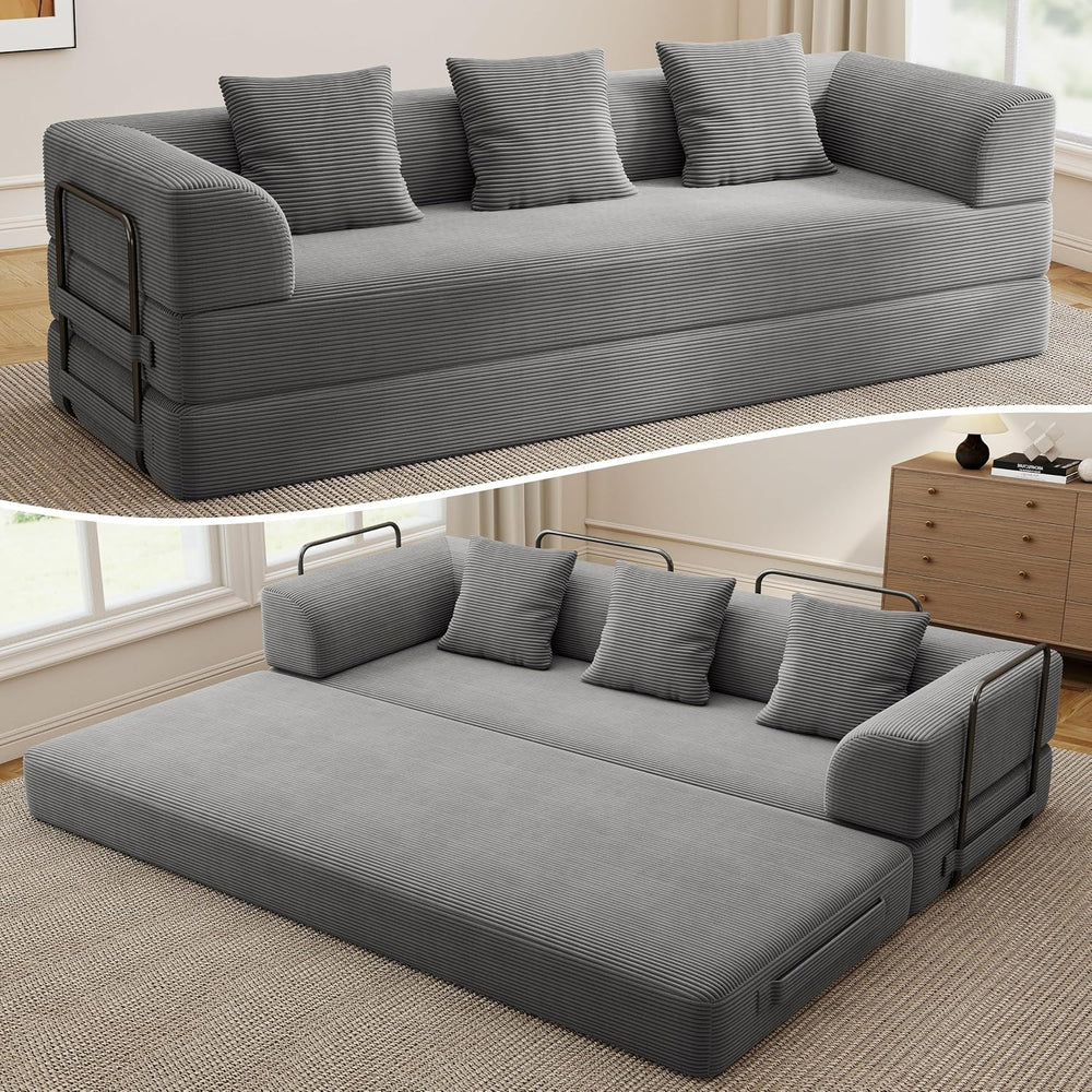 89" Convertible Futon Sofa Bed, Boneless Couch for Living Room, 3 Seater