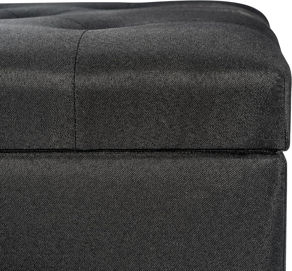 24" Storage Ottoman, Fabric Ottoman Foot Rest Stool with Hinged Lid, Tuf...